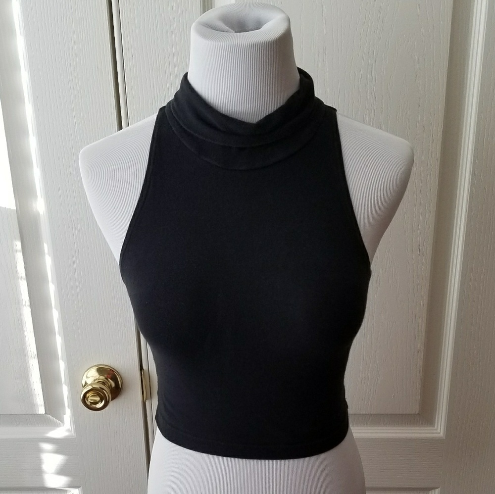 💓American Apparel Black Turtle Neck Crop Tank